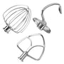 MMOBIEL Schneebesen, Flachrührer & Knethaken Set für KitchenAid aus Edelstahl