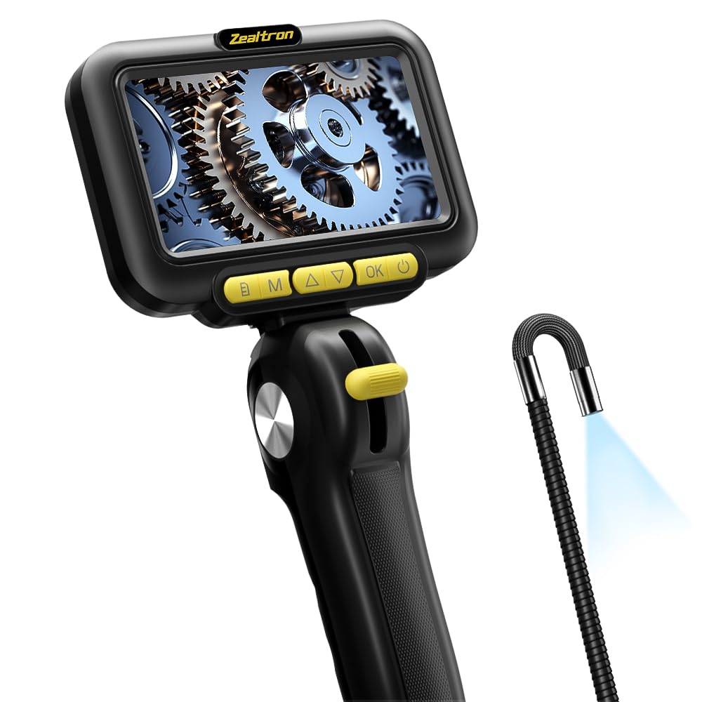 Zealtron Endoskopkamera mit beweglichem Kopf und 5 Zoll IPS Display, 1080P, 6 LEDs