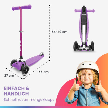 Fun Pro ONE Roller, der Sichere Premium Roller Kinder ab 3 Jahre, LED Räder, faltbar, ab Kleinkind Junge Mädchen, Kinderroller, 3 4 5 6 Jahre