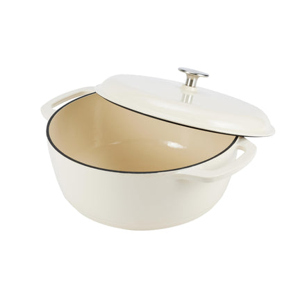 Amazon Basics Rund Schmortopf Emailliertes Gusseisen – 6.9 L Weiss