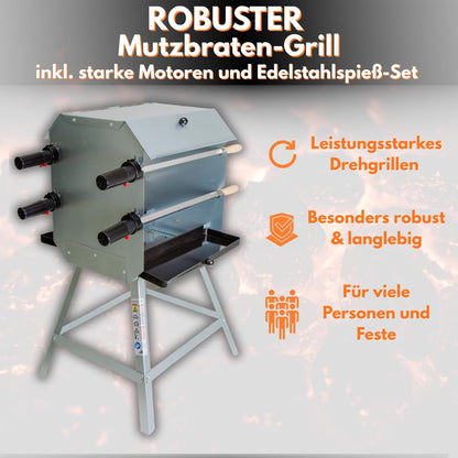 ACTIVA Mutzbratengrill 10840, Mangal-Grill mit Motor und 4 Spiessen