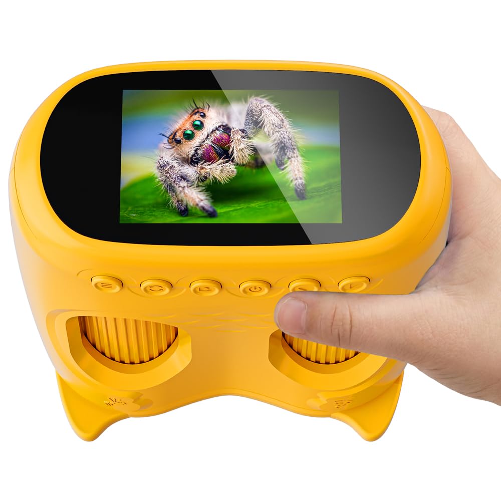Temodu 2-in-1 Mikroskop und Fernglas für Kinder mit Display, Orange