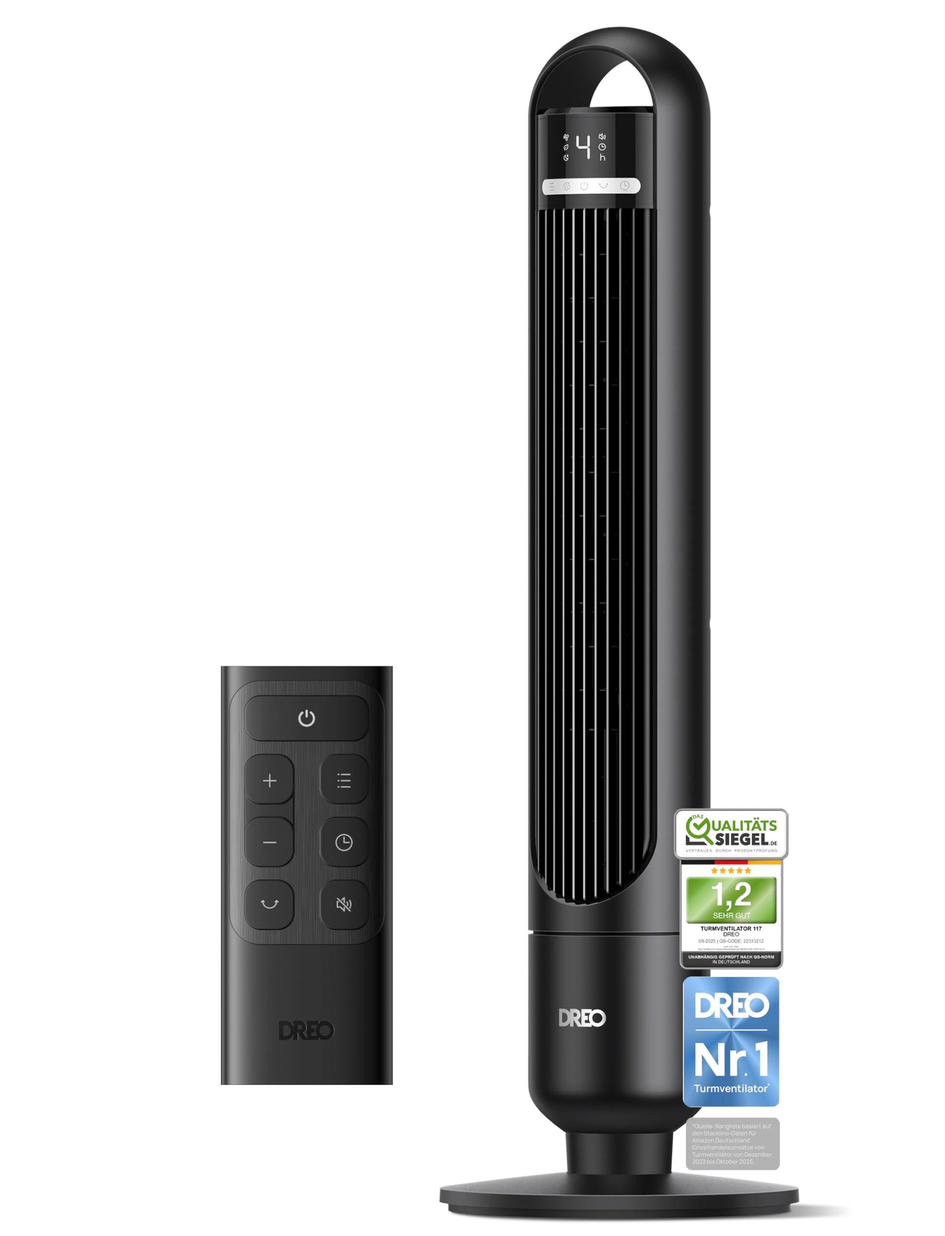 DREO Turmventilator DR-HTF017, leise, mit Fernbedienung und Timer