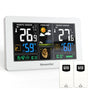Newentor Wetterstation Funk - mit 2 Aussensensoren DCF weiss. Zeigt Innen-/Aussentemperatur & Luftfeuchtigkeit auf Display.