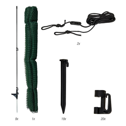 horizont Mobiler Hundezaun FLEX 15 m x 90 cm, Steckzaun mit 9 Pfählen