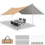 WADEO Camping Tarp wasserdicht 4 x 3 m, Zeltplane mit Stangen, Khaki, rechteckig, als Regen- und Sonnenschutz