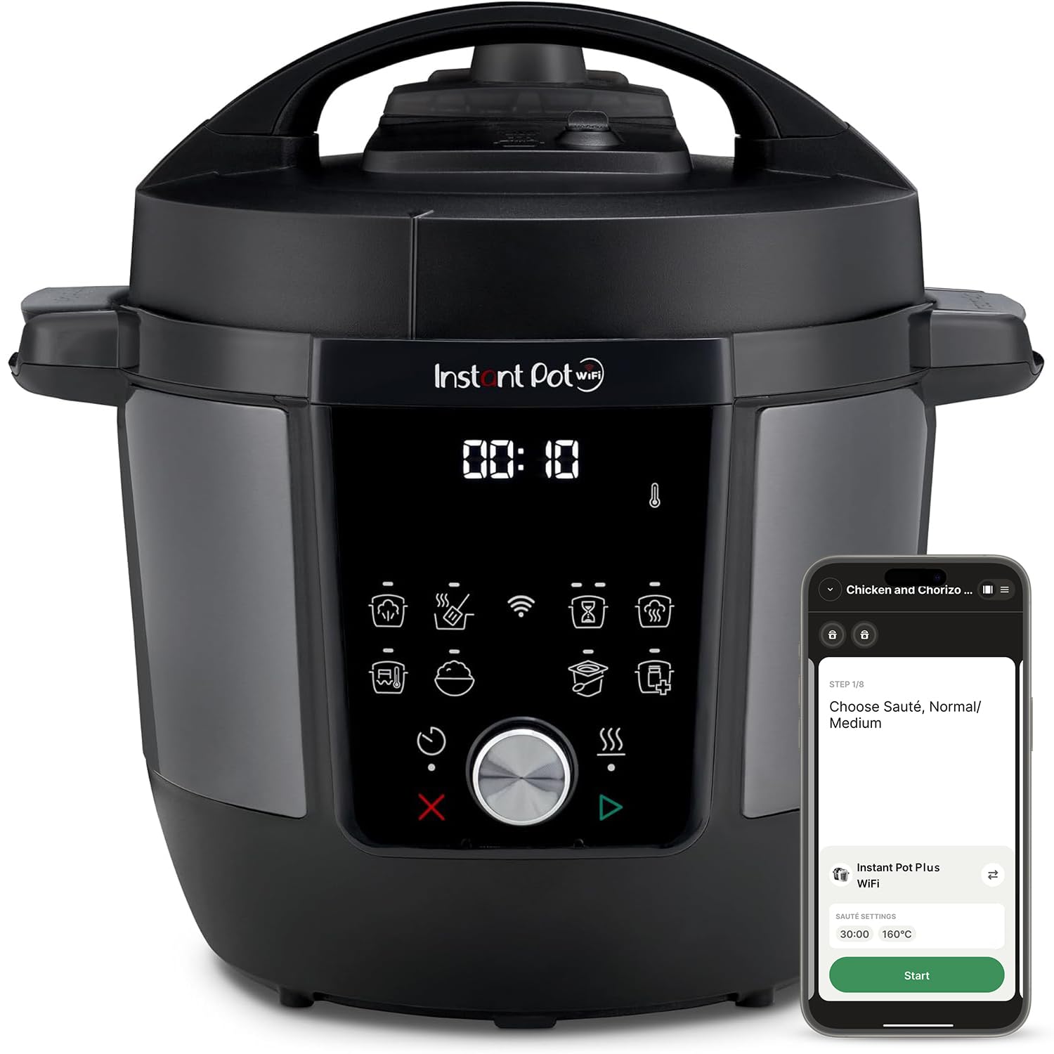 Instant Pot Plus 9-in-1 Multikocher – 5.7l Gebürsteter Edelstahl. Zylindrisch, mit Bedienfeld. Vielseitige Zubereitung.
