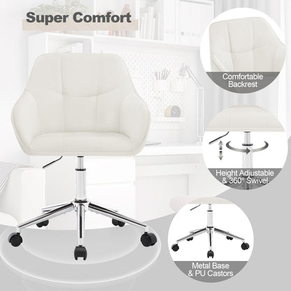 WOLTU Homeoffice Drehstuhl BS145cm - Samt Cremeweiss