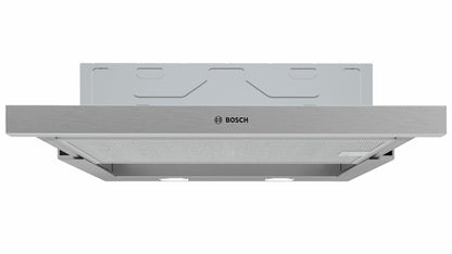 Bosch DFM064W54 Serie 2 Flachschirmhaube, 60cm breite Edelstahl-Einbauhaube zur Umluft- und Abluft-Dunstabsaugung.