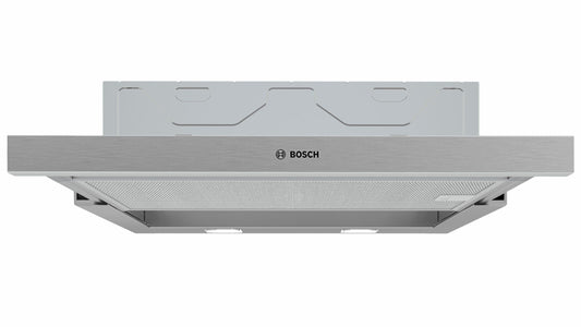 Bosch DFM064W54 Serie 2 Flachschirmhaube, 60cm breite Edelstahl-Einbauhaube zur Umluft- und Abluft-Dunstabsaugung.