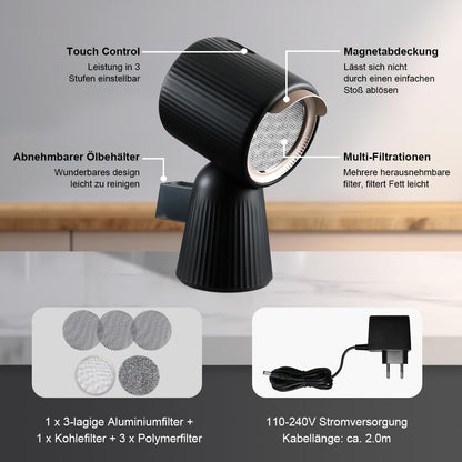 SNDOAS Mini Tisch Dunstabzug Umluft - Kohlefilter 180 m³/h