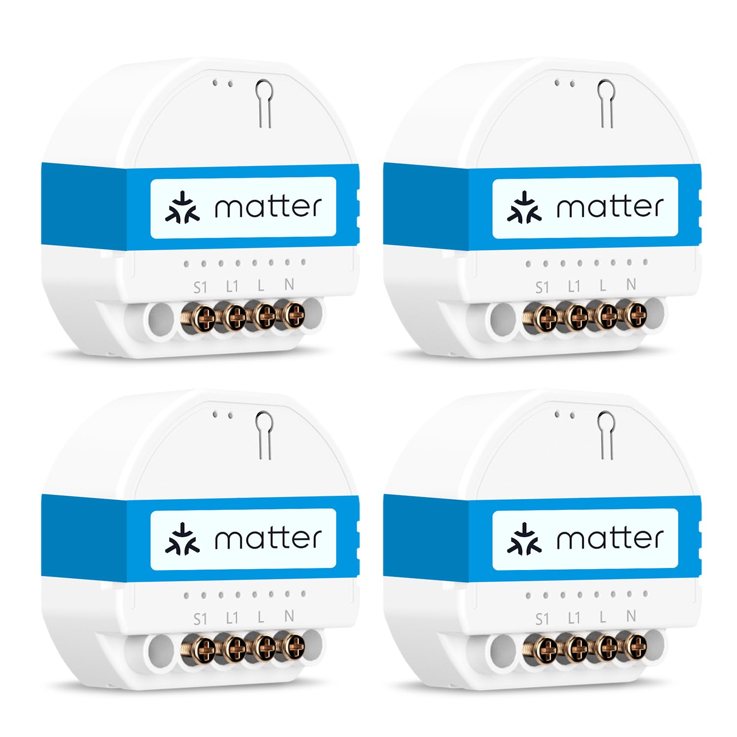 Meross MSS815 Matter WLAN Lichtschalter Unterputz, 4 Stück – kompaktes Schaltermodul zur Lichtsteuerung