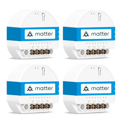 Meross MSS815 Matter WLAN Lichtschalter Unterputz, 4 Stück – kompaktes Schaltermodul zur Lichtsteuerung