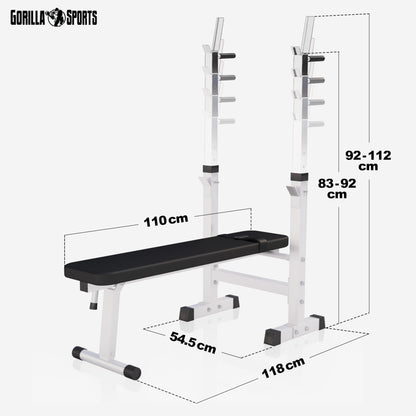 GORILLA SPORTS® Hantelbank mit Langhantelset – Klappbar