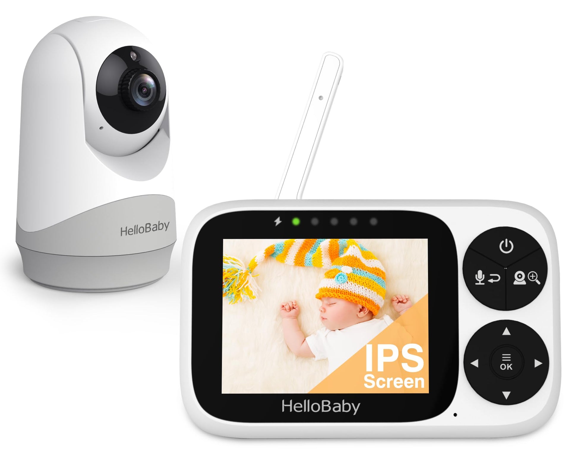 HelloBaby HB6233 Babyphone mit Kamera, 3,2-Zoll-Display, Nachtsicht – Elterneinheit und Kameraeinheit