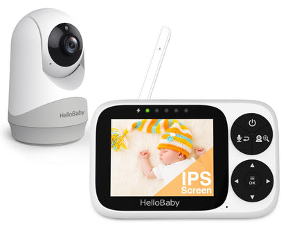 HelloBaby HB6233 Babyphone mit Kamera, 3,2-Zoll-Display, Nachtsicht – Elterneinheit und Kameraeinheit