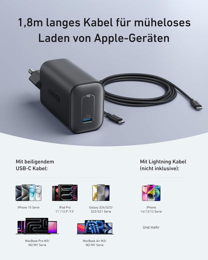 Anker Nano 100W USB-C Ladegerät mit 1,8 m Kabel, schwarz