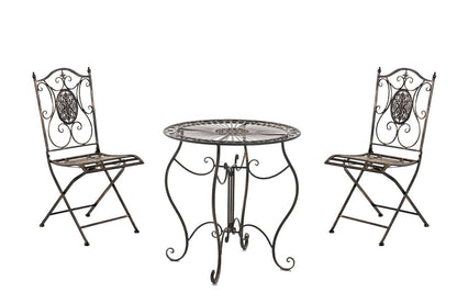 CLP Gartenmöbel-Set Aldeano mit Tisch & 2 Stühlen – Bronze: Bronze Gartenmöbel-Set, als Sitzgruppe im Freien.