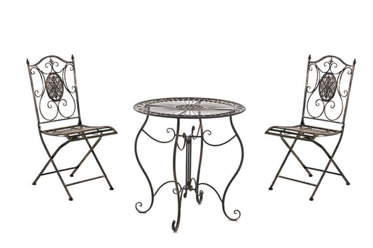 CLP Gartenmöbel-Set Aldeano mit Tisch & 2 Stühlen – Bronze: Bronze Gartenmöbel-Set, als Sitzgruppe im Freien.