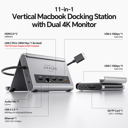 PULWTOP MacBook Docking Station Dual Monitor 4K M3/M4/M5