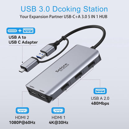 USB 3.0 Docking Station Dual HDMI 4K – USB C Dual Monitor
