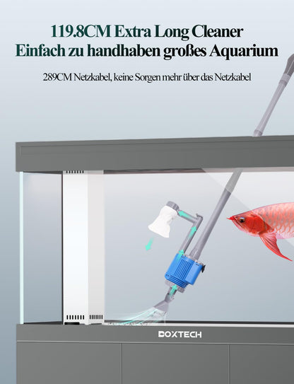 boxtech Aquarium Kiesreiniger elektrisch, 6-in-1 Wasserwechsler 28W