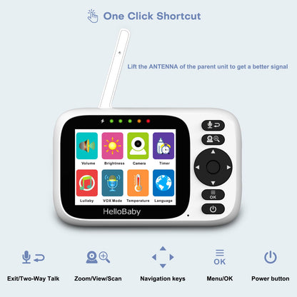 HelloBaby Babyphone mit Kamera 3.2'' IPS – Kein WiFi