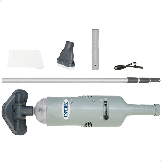 Intex Unterwasser Handheld Pool-Staubsauger Akkubetrieben Grau. Reinigt effizient Schmutz von Poolböden und -wänden.
