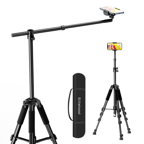 elitehood PT-10 Overhead Handy Stativ, 150 cm, 360° drehbar aus Aluminium mit ausziehbarem Arm für Overhead-Aufnahmen