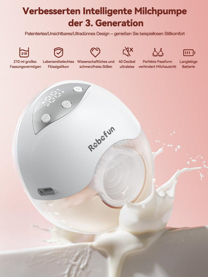 Robofun Milchpumpe elektrisch freihändig, Doppelmilchpumpe 2er-Pack