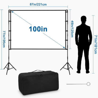 Universal Beamer Leinwand mit Stativ - 100 Zoll 16:9 HD