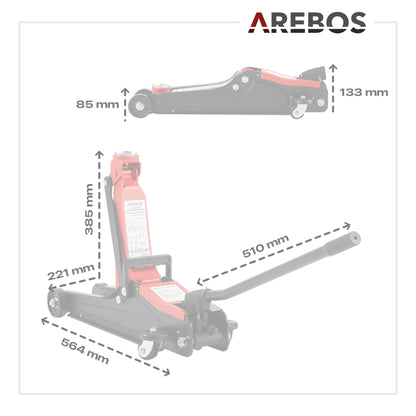 Arebos Hydraulischer Rangierwagenheber Flachheber – 2T PKW