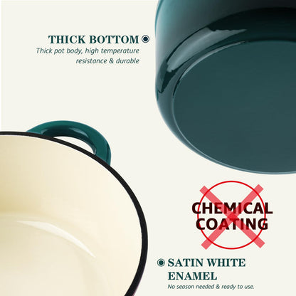 Overmont Gusseisen Bräter Emaille Schmortopf 28cm Seeblau