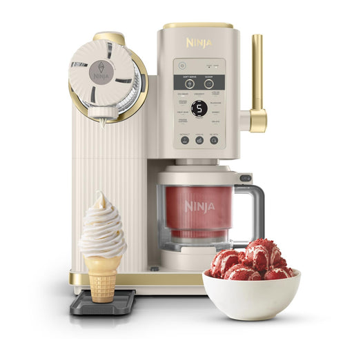 Ninja CREAMi Scoop & Swirl Eismaschine NC701EUSTGD, Stone Gold, mit zwei Behältern