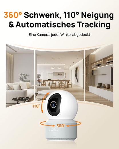 Anona Pano 4K UHD Indoor-Überwachungskamera 4er-Pack mit Wi-Fi 6