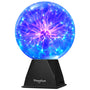 Theefun Plasmakugel 8 Zoll, touch- & klangaktivierte Plasmalampe, Blau: Kugelform mit blauen Lichtstrahlen