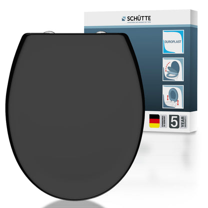 Schütte WC-Sitz oval mit Absenkautomatik, Duroplast, schwarz, universell für Standard-WC-Keramiken