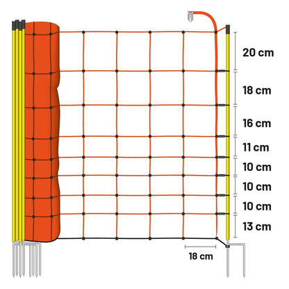 VOSS.farming Elektrozaun-Netz Schafzaun – 50m, 108cm, 2 Spitzen, gelb