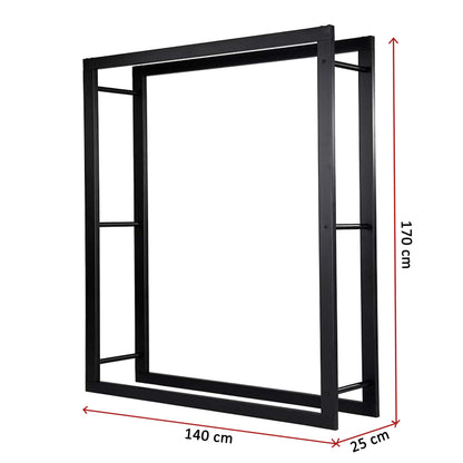 Loywe Kaminholzregal 170x25x140cm - Schwarz Metall