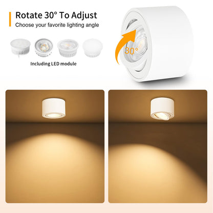 GeyouLux LED Aufbauspot Dimmbar Rund Weiss - Extra Flach