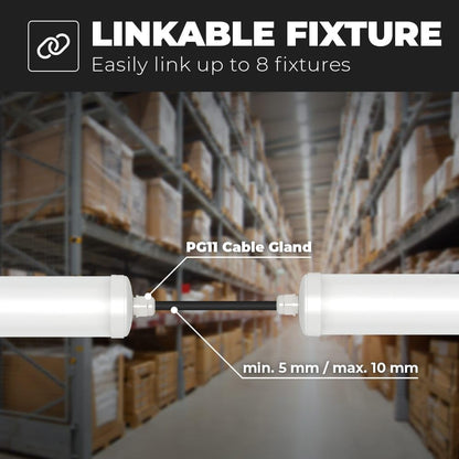 HOFTRONIC LED Feuchtraumleuchte 150cm IP65 48W - 6er Pack 4000K