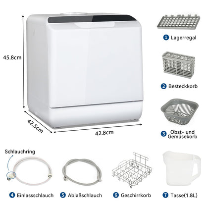 YU YUSING Mini Geschirrspüler mit 5L Wassertank – Tisch Weiss