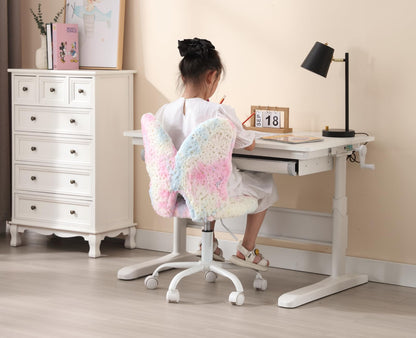 chairus Kunstfell Kinder Drehstuhl ohne Armlehne - Rosa