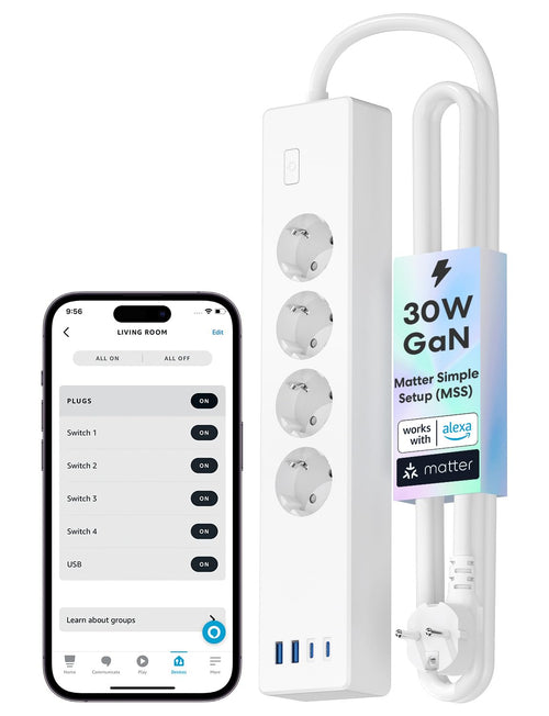 Meross Matter Smart Mehrfachsteckdose GaN USB C 30W WLAN