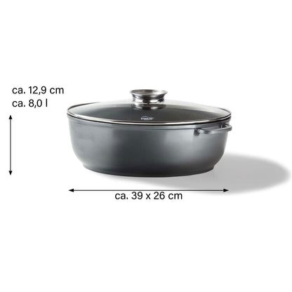 STONELINE Gourmet Bräter mit Deckel Induktion Oval 39x26 cm, 8,5 L