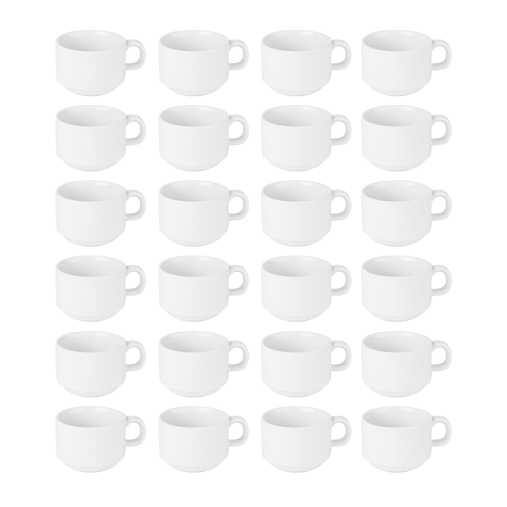 Olympia Athena Stapelbecher CC200, Porzellan weiss, 200 ml, 24 Stück – stapelbare Tee- und Kaffeetassen mit Henkel