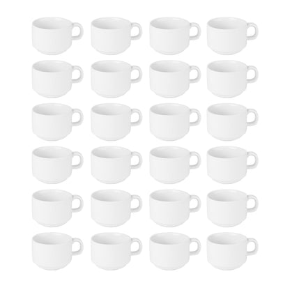 Olympia Athena Stapelbecher CC200, Porzellan weiss, 200 ml, 24 Stück – stapelbare Tee- und Kaffeetassen mit Henkel