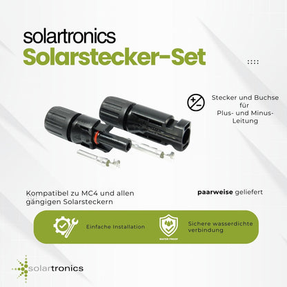 solartronics Solarstecker 100 Paar, MC4 kompatibel, IP67, 4–6 mm²
