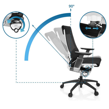 hjh OFFICE GENIDIA SMART Drehstuhl Weiss Netzstoff Schwarz