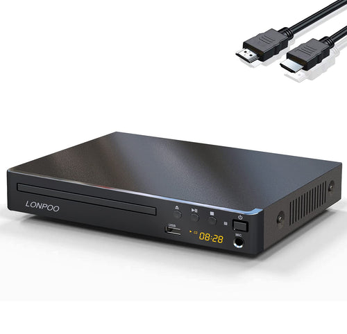 LONPOO LP-099 DVD-Player mit HDMI, 1080p Upscaling & USB, Region Free zur Wiedergabe von DVDs und USB-Medien am Fernseher